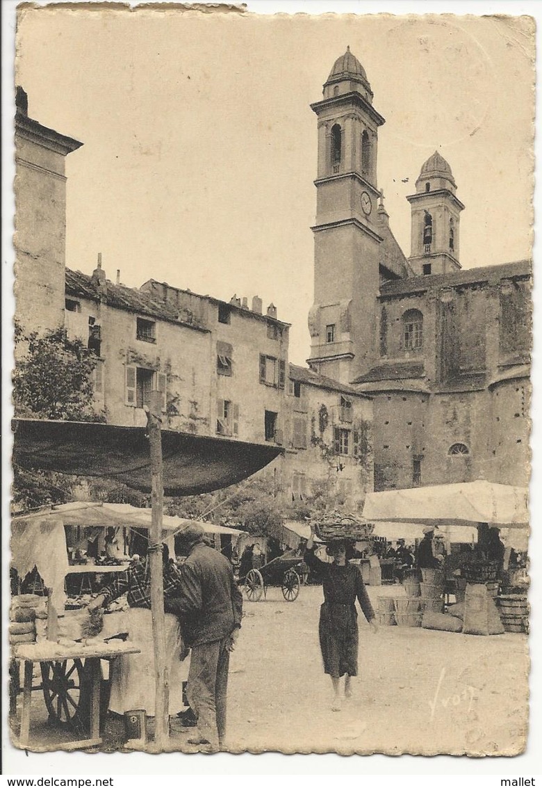 Carte Postale Marché De Bastia Pour Préfailles (1947) - Taxation Mixte N°73 + 2 N°37 - 1859-1959 Lettres & Documents