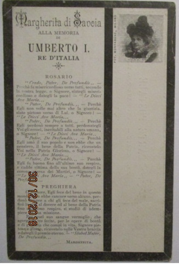 Italien, Adel, Margherita Di Savoia, Trauerkarte Tod König Umberto (12702) - Weltkrieg 1914-18