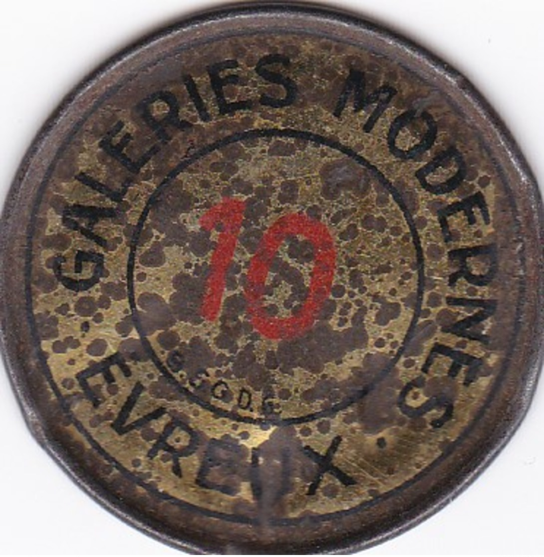 EVREUX  GALLERIES MODERNE 10 CENTS   TIMBRE MONNAIES  TRES RARE // - Notgeld