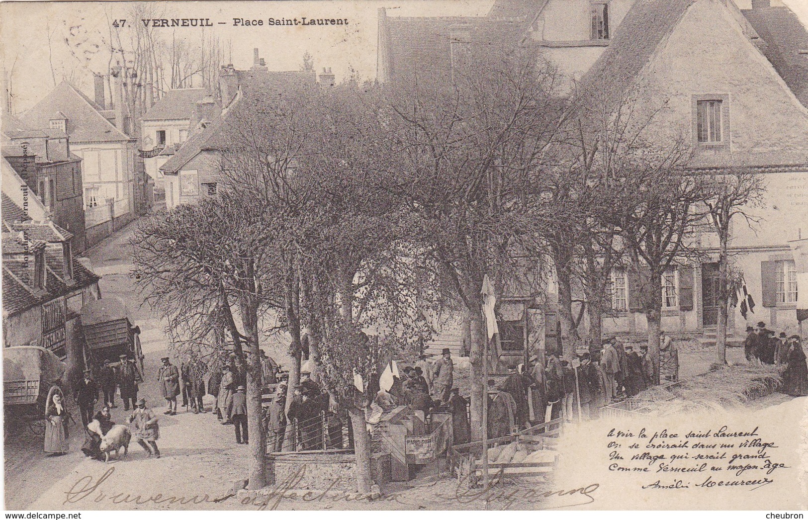 27. VERNEUIL SUR AVRE . ANIMATION MARCHE PLACE SAINT LAURENT.  ANNÉE 1904 - Verneuil-sur-Avre