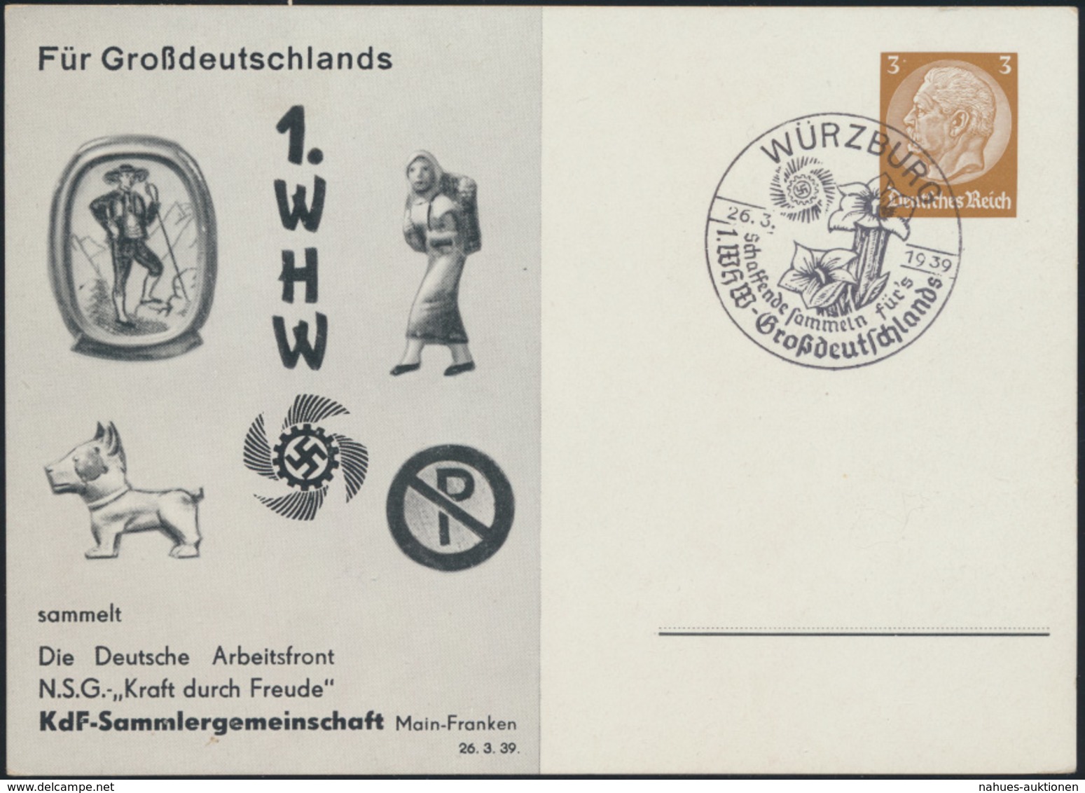 Deutsches Reich Privatganzsache PP 122 C 103 02  1. WHW SST Würzburg N.S.G Kraft - Autres & Non Classés