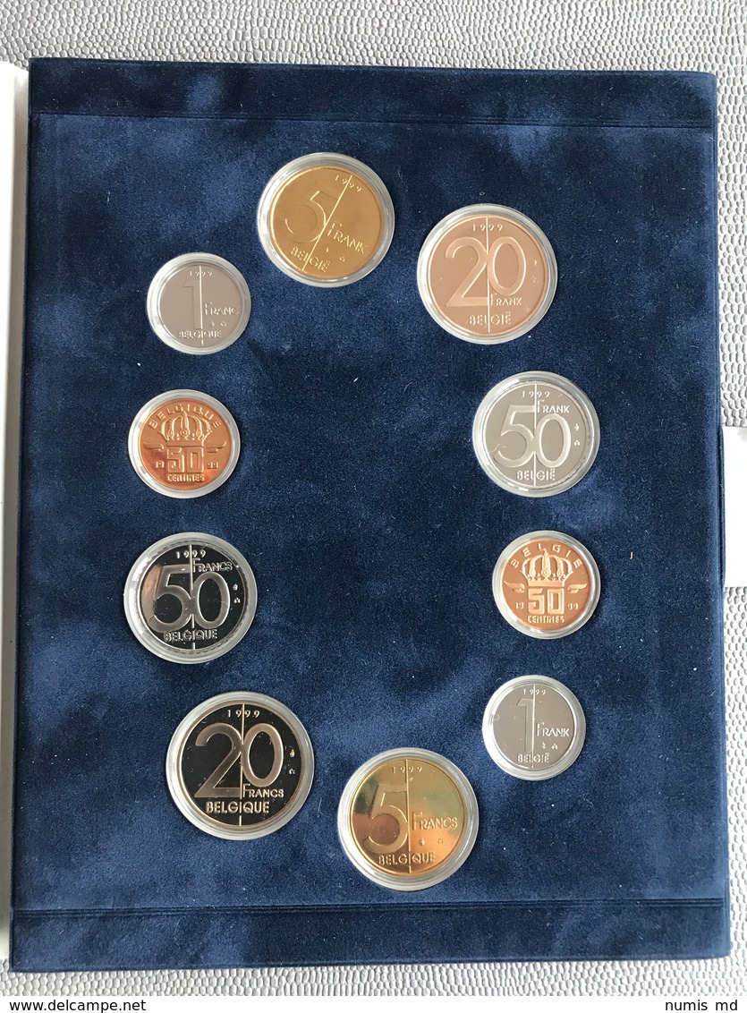 M/PS8 BELGIQUE Série Flan Bruni 1999 (FR+FL) 10 Monnaies En Frappe Médaille !! SUPER RARE !! - FDC, BU, BE & Coffrets