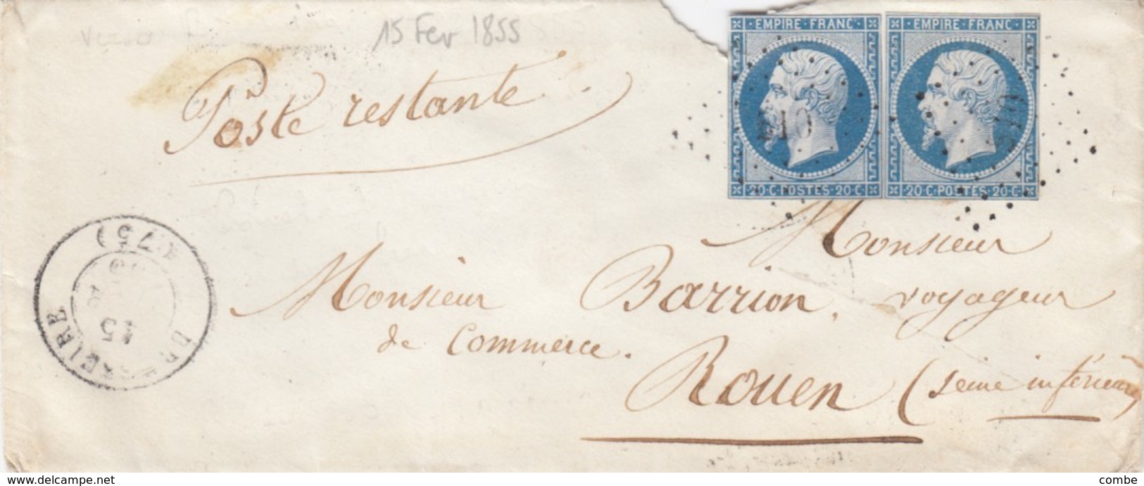 LETTRE. 15 FEVR 1855. DEUX-SEVRES. BRESSUIRE PC 510. 2° ECHELON POUR ROUEN - 1849-1876: Classic Period