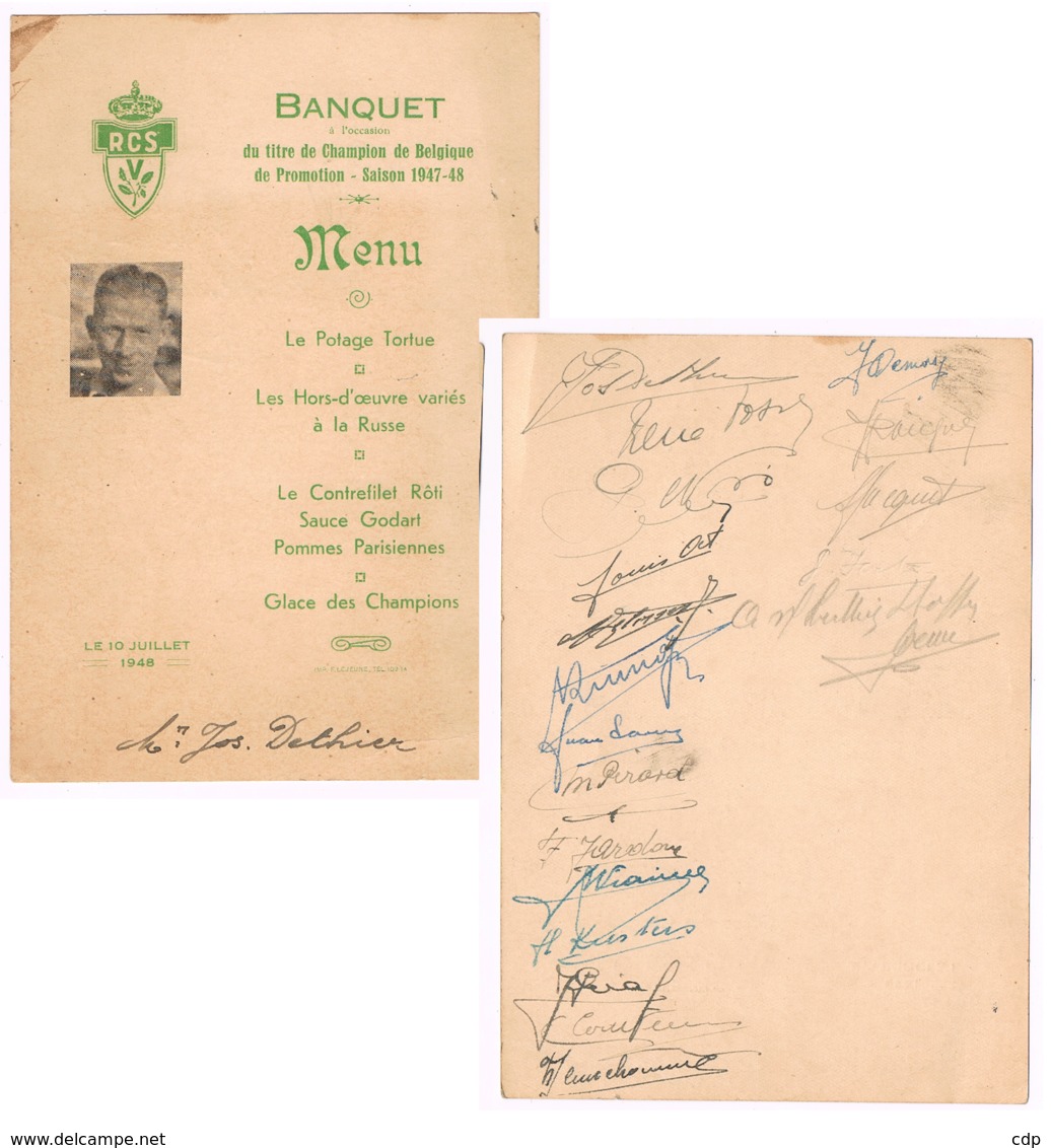 Verviers  Menus Football  1948 - Menus