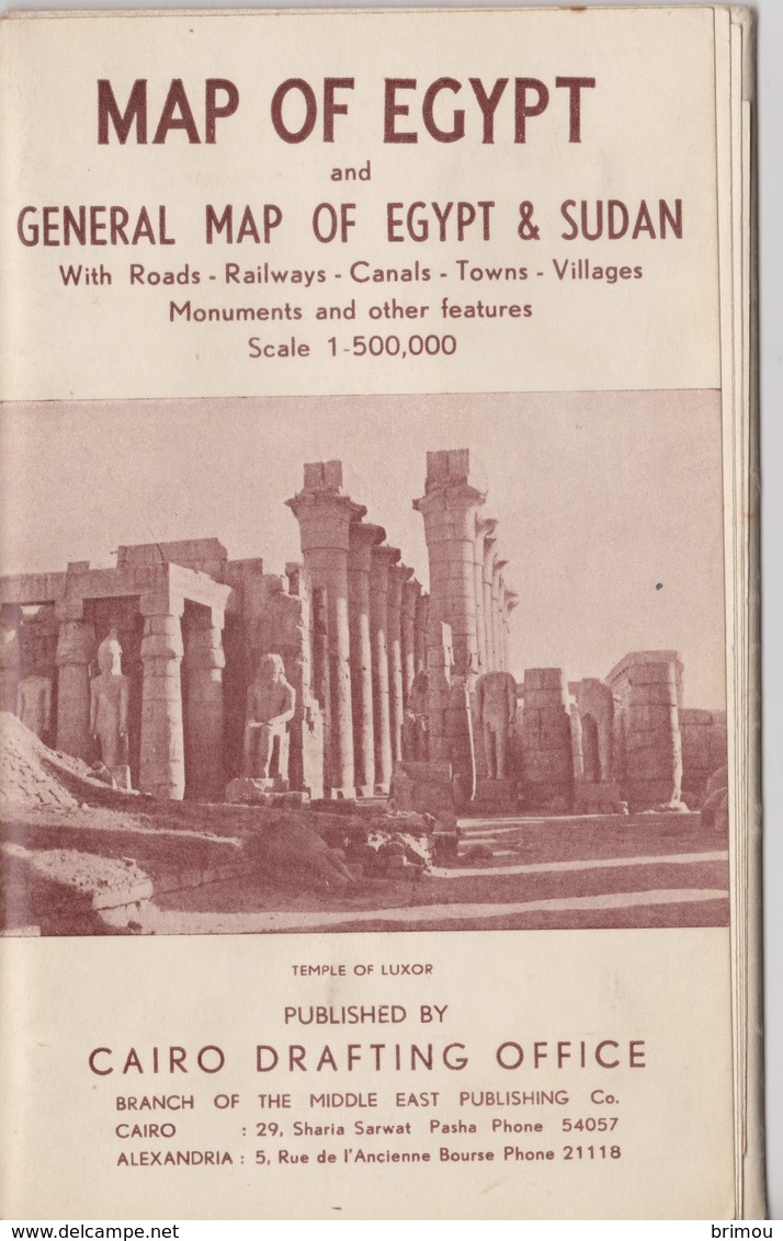 Egypte Carte General, 95/67 Cm,  1954 Trés Bonne état. - Cartes Géographiques