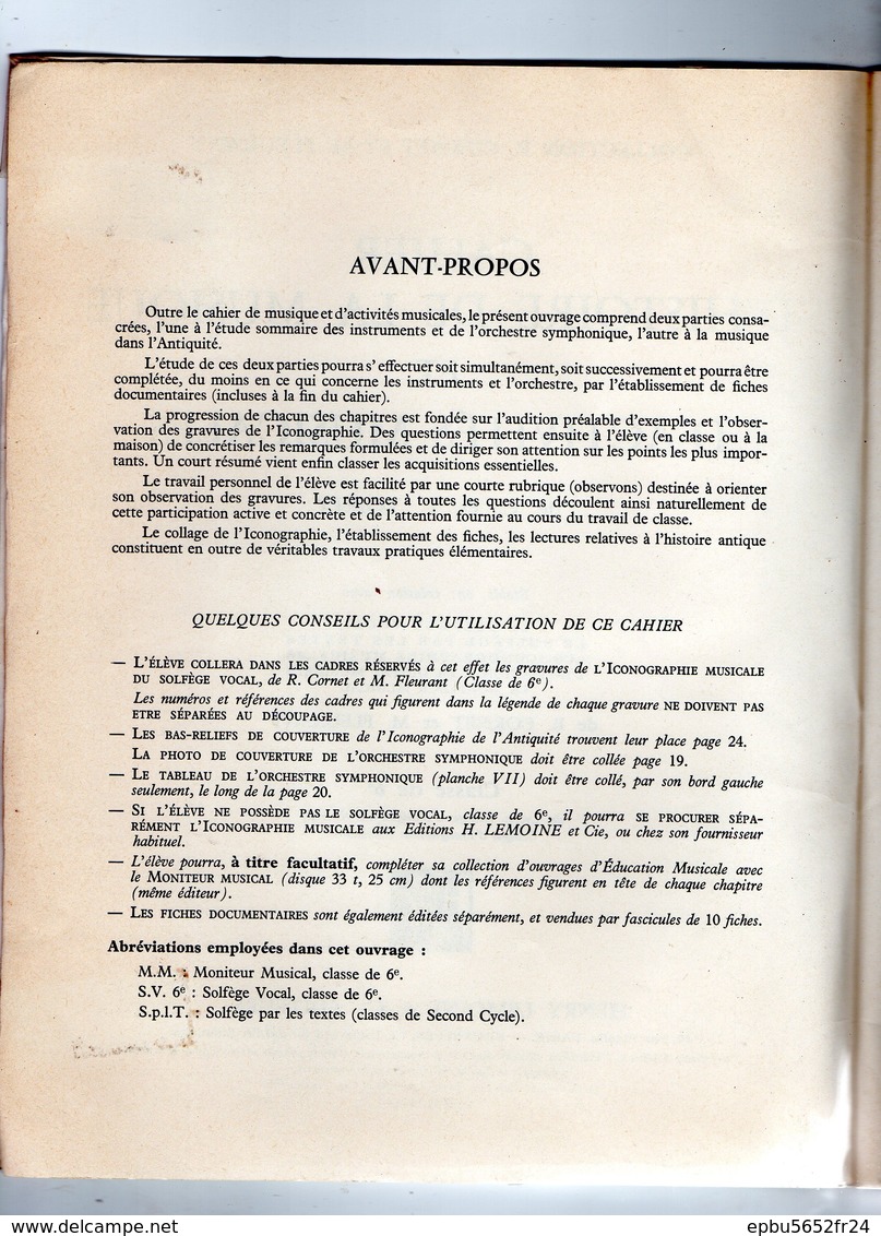 Cahier D'histoire De La Musique Et D'activités Musicales De C Et Y Voirpy   Editeurs Henri Lemoine & Cie - - Autres & Non Classés