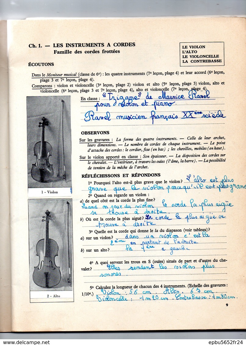 Cahier d'histoire de la musique et d'activités musicales de C et Y Voirpy   Editeurs Henri Lemoine & Cie -