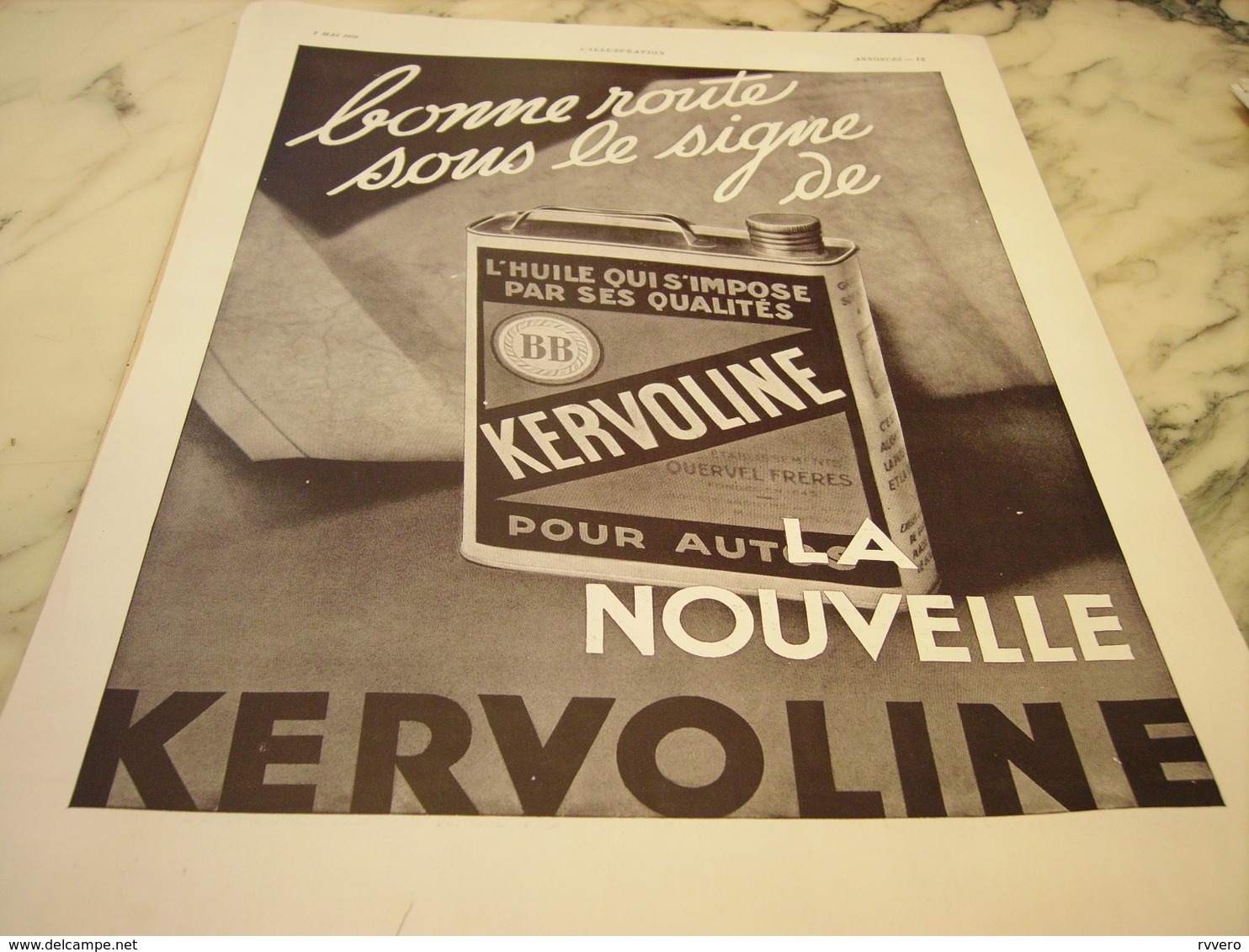 ANCIENNE PUBLICITE BONNE ROUTE  HUILE KERVOLINE 1932 - Autres & Non Classés