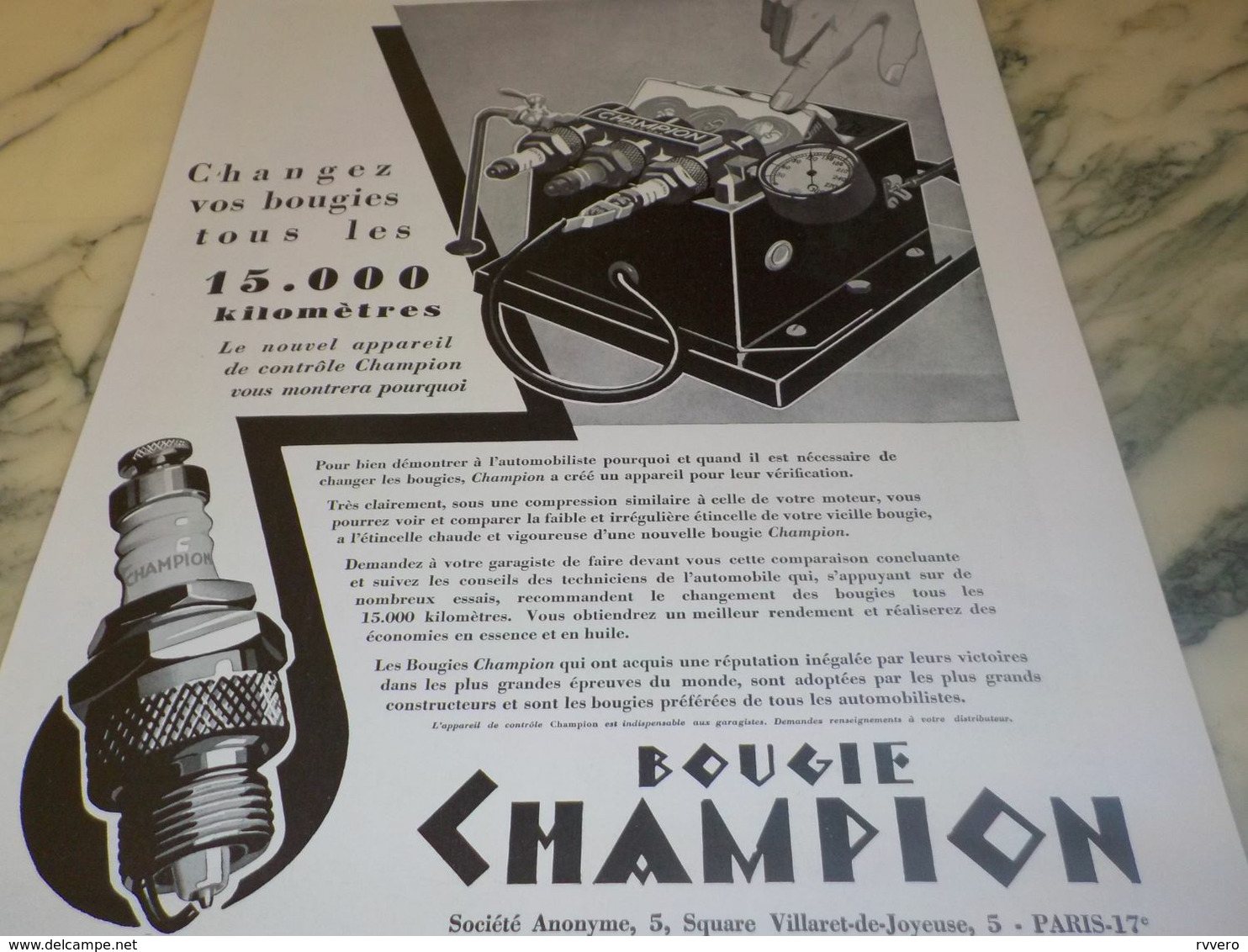 ANCIENNE   PUBLICITE LA BOUGIE CHAMPION 1932 - Altri & Non Classificati