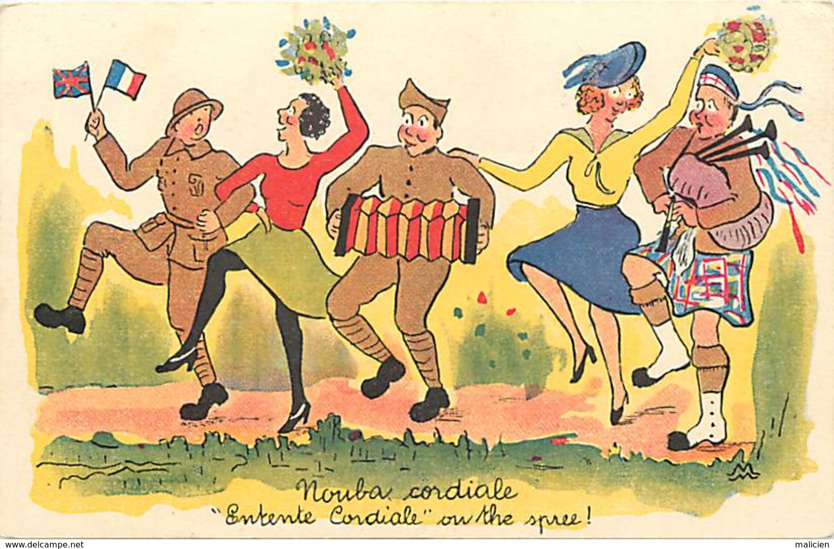 -ref-B542- Militaria - Illustrateurs - Illustrateur - Humoristiques - Entente Cordiale ..- Highlander - Militaires - - Humoristiques