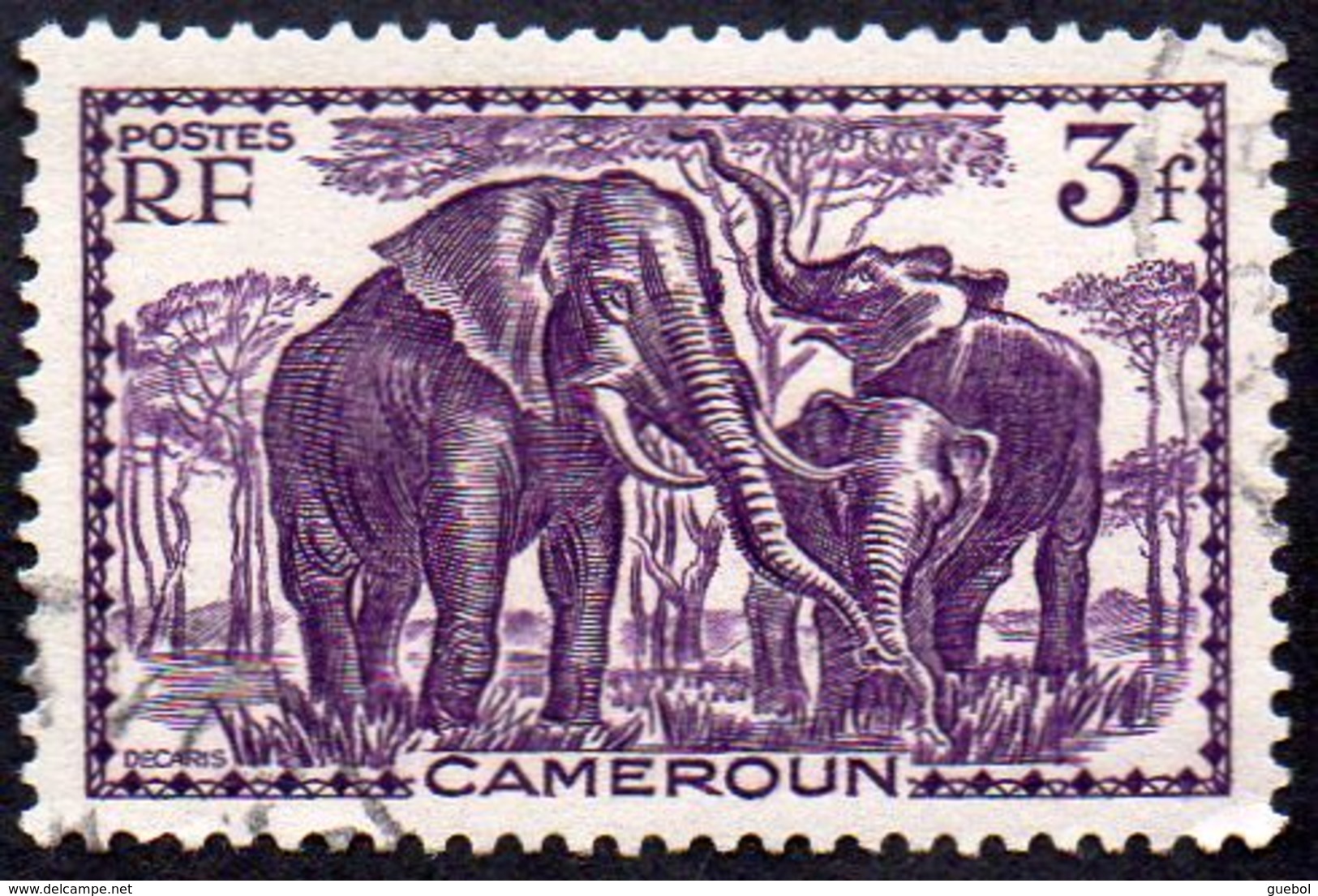 Cameroun Obl. N° 188 - Eléphants 3f Violet - Usati