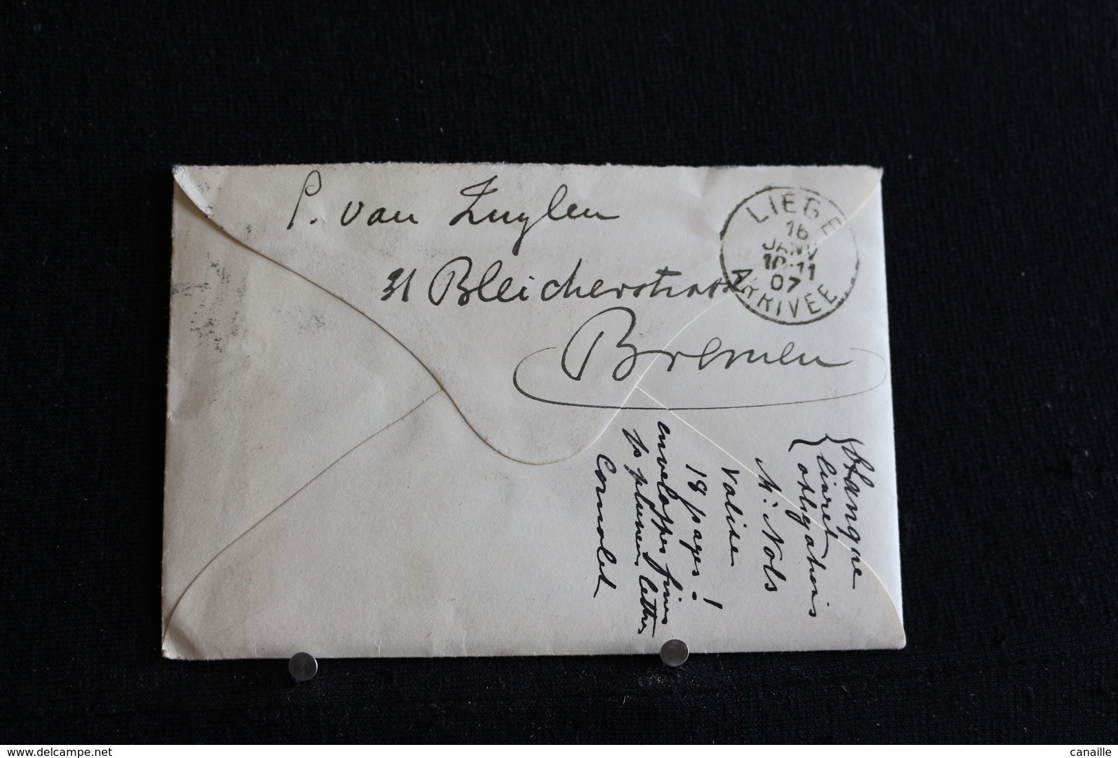 Tu-42 / Marcophilie (Lettres) - Enveloppe, Lettre  Envoie De Bremen (Allemagne) En 1907 Ver Liège - Belgique - Transit Offices