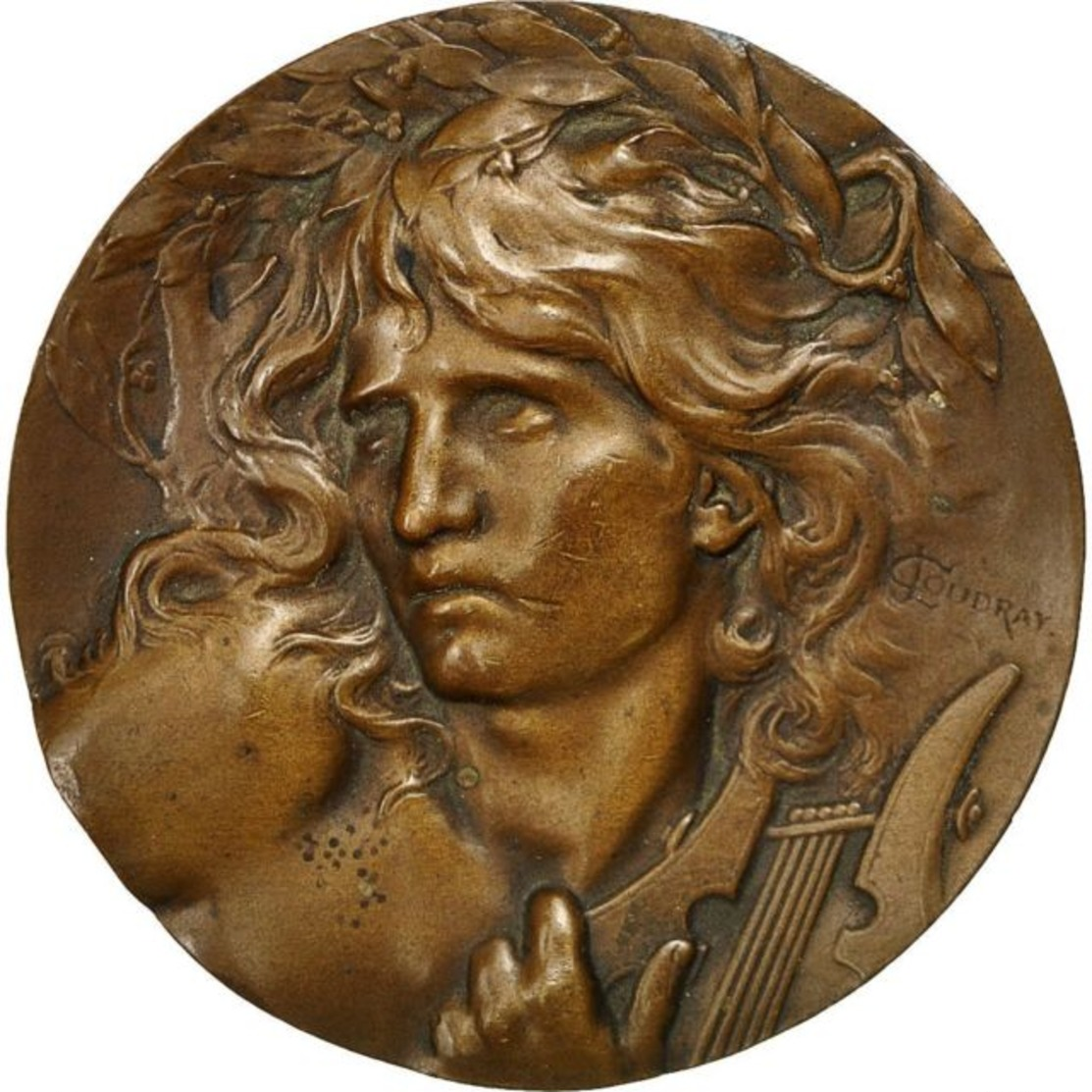 SPLENDIDE MEDAILLE "DE COUDRET" EN BRONZE DE MUSIQUE ORPHEE "VIOLON HARPE ET ANGES" (FRANCE) - Otros & Sin Clasificación