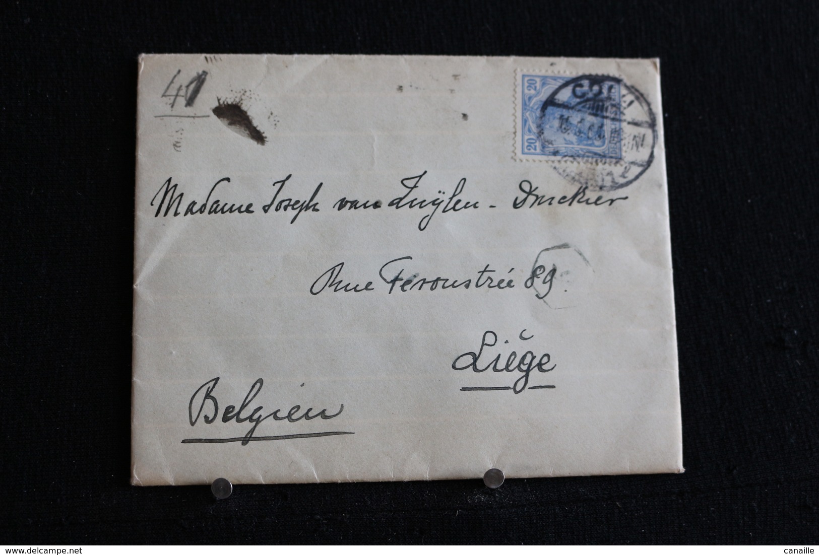 Tu-43 / Marcophilie (Lettres) - Enveloppe, Lettre  Envoie De Cologne (Allemagne) En 1905 Ver Liège - Belgique - Ufficio Di Transito