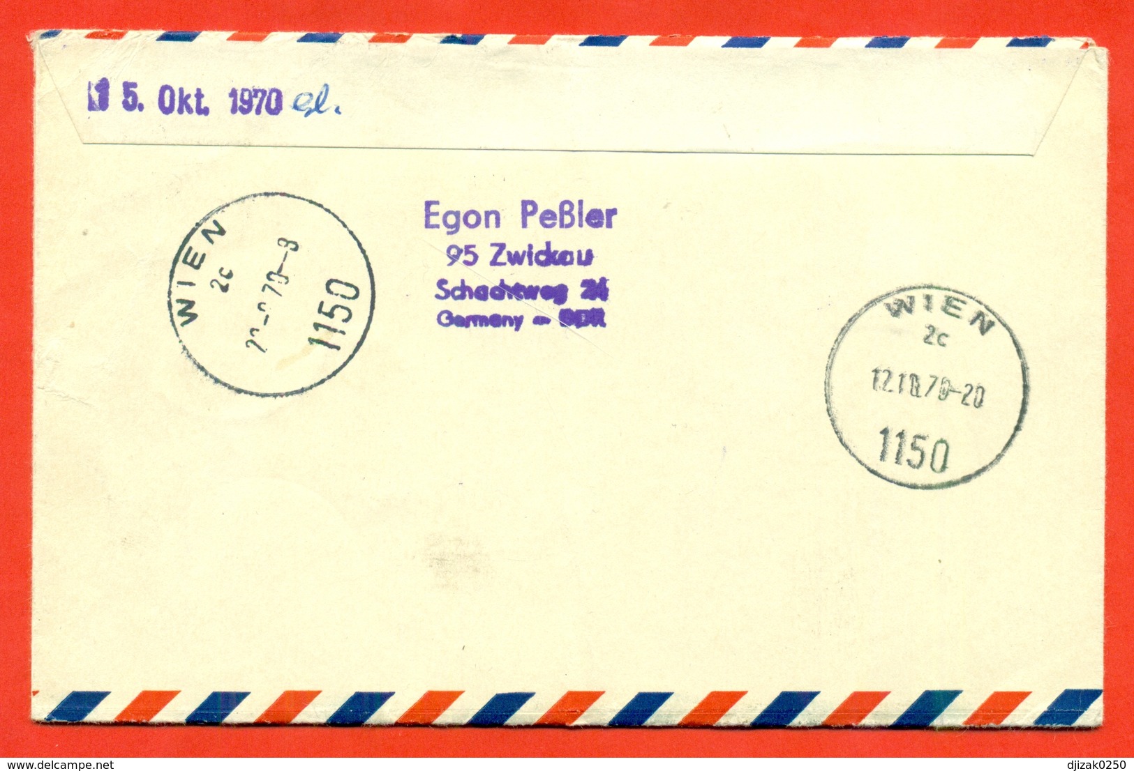 GDR 1970. The Envelope Passed Mail. Airmail. - Clocks