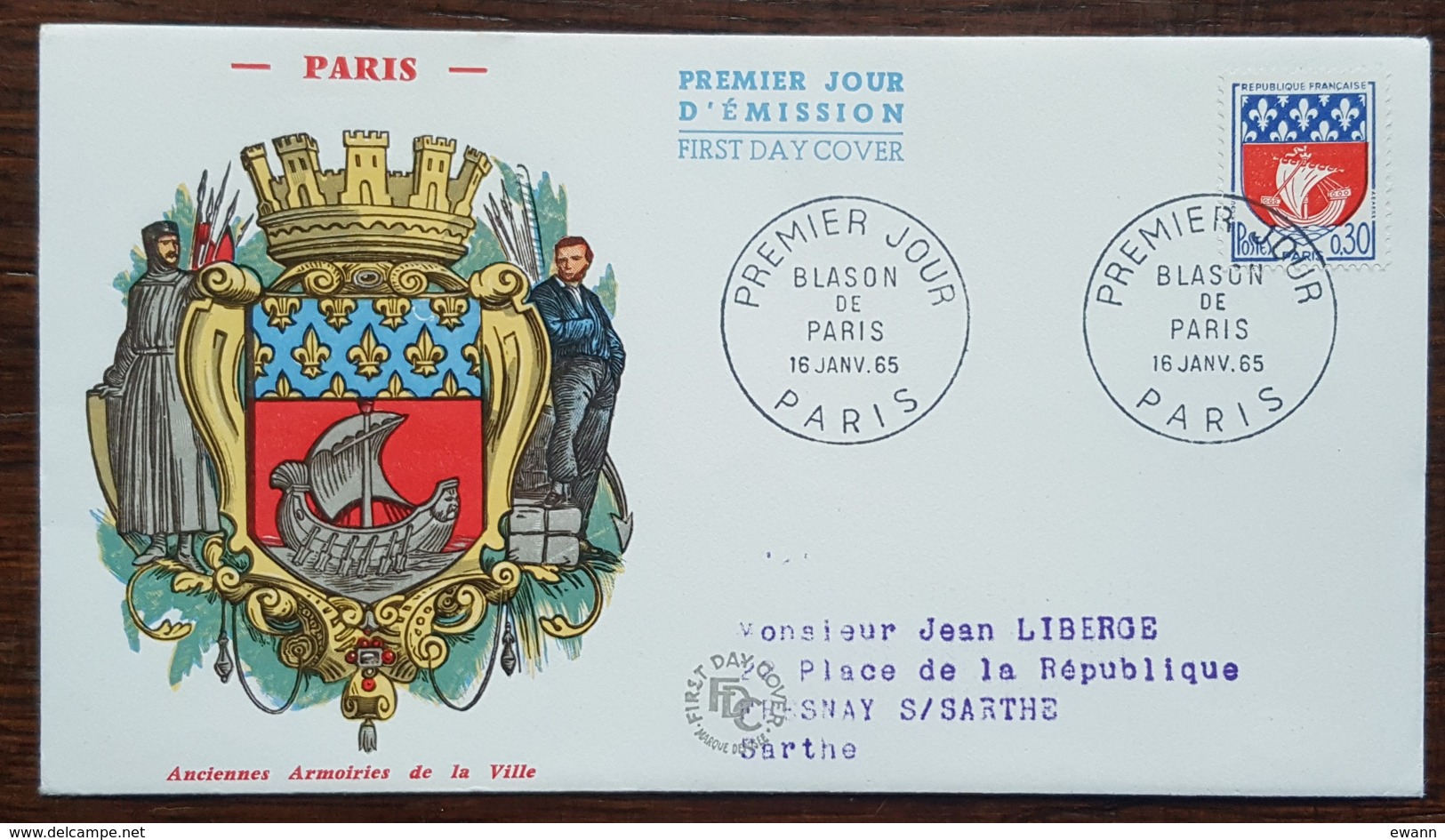 FDC 1965 - YT N°1354B - BLASON DE PARIS - 1960-1969