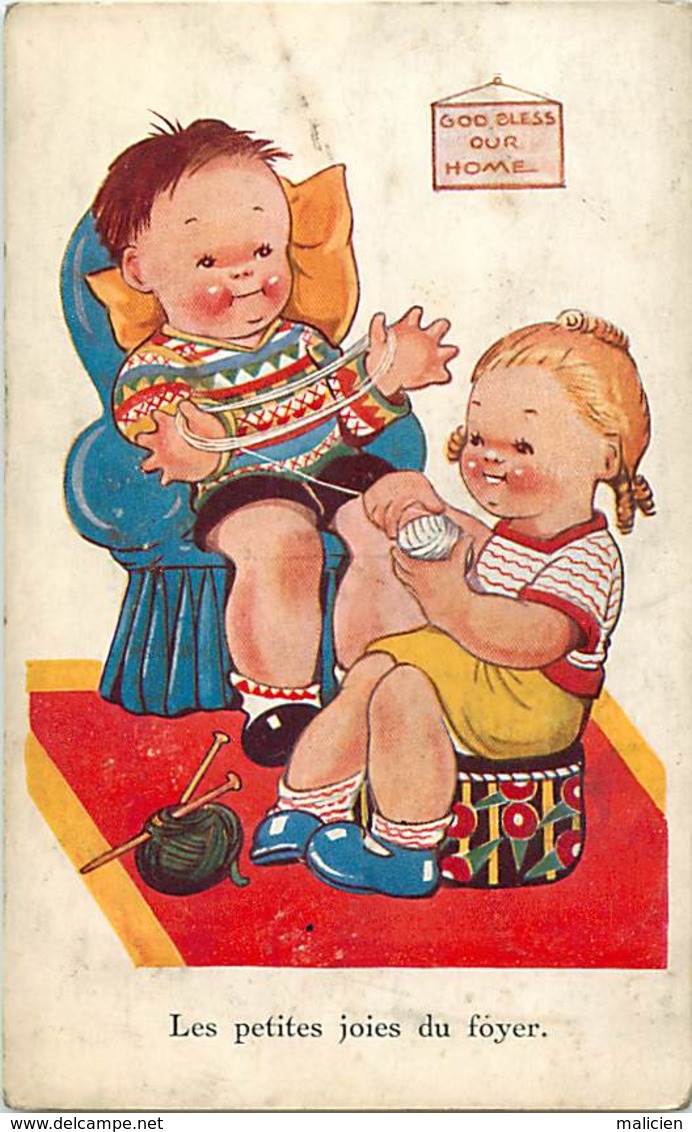 -ref-B529 - Illustrateurs - Illustrateur - Les Petites Joies Du Foyer - Le Tricot - Enfants  - Carte Bon Etat - - 1900-1949