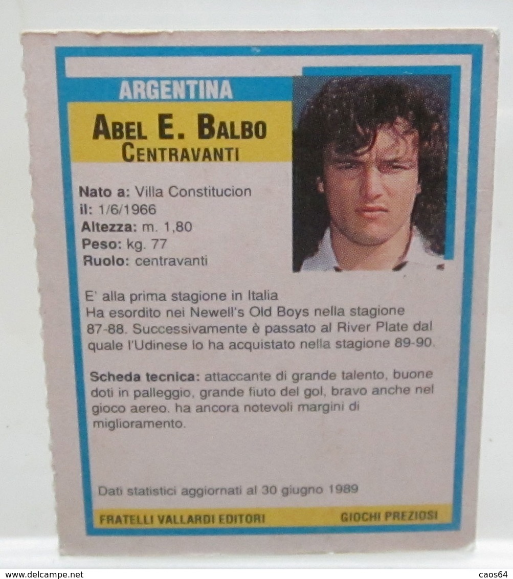 TOP MICRO CARDS 1989 VALLARDI ABEL BALBO - Trading Cards