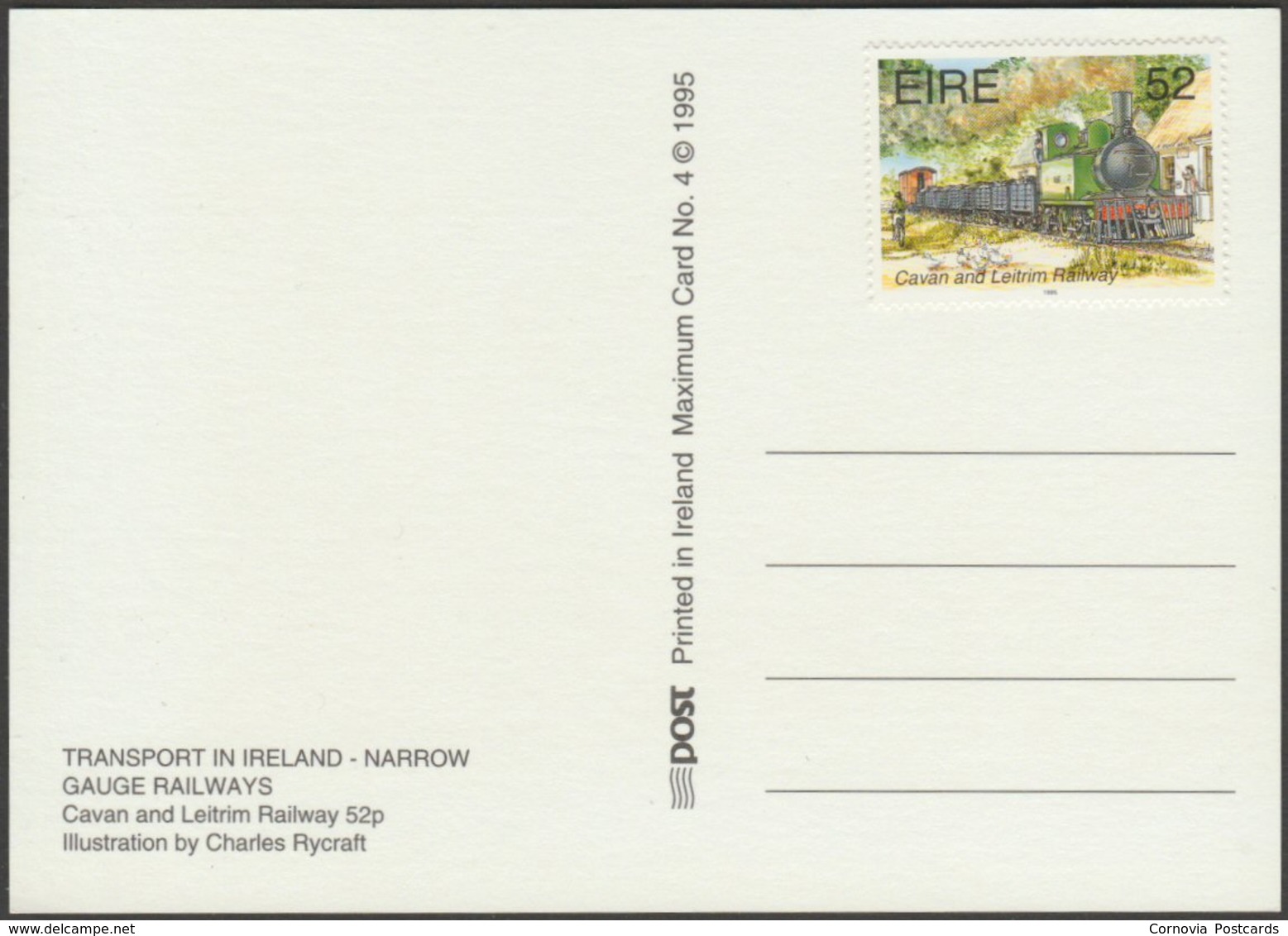 Charles Rycraft - Cavan And Leitrim Railway, 1995 - An Post Stamp Card - Trains
