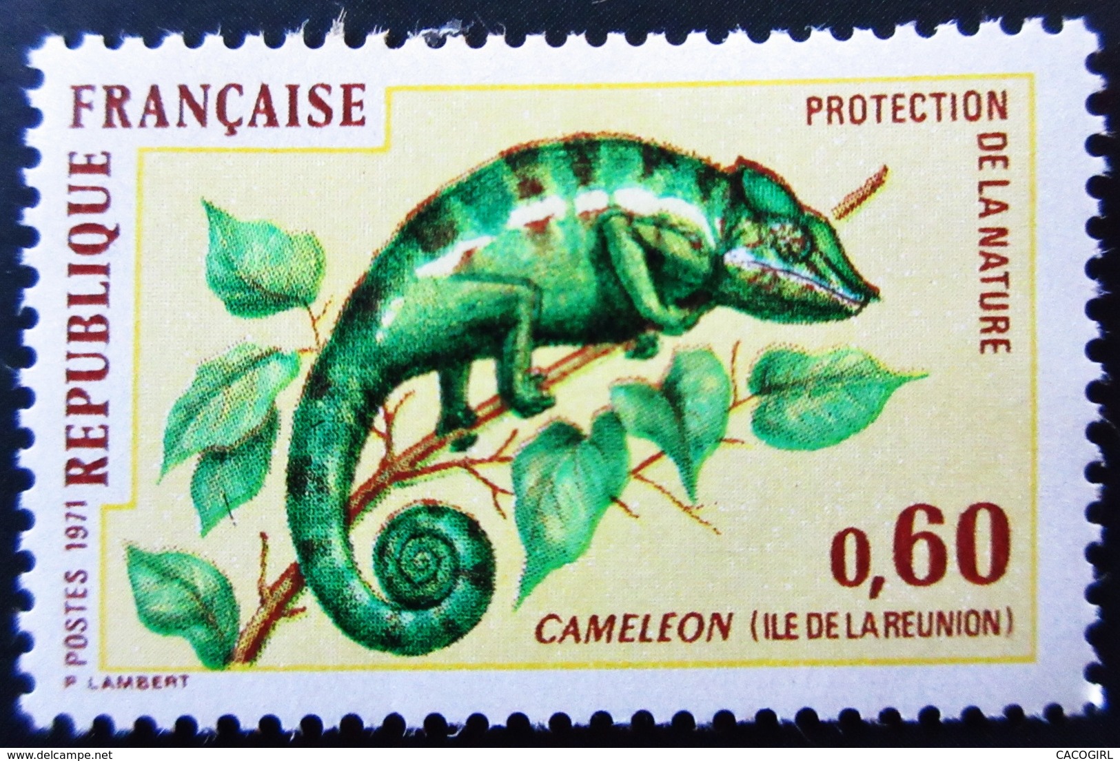 1971 France Yt 1692 . Panther Chameleon (Chamaeleo Pardalis) . Neuf Légère Trace De Charnière - Neufs