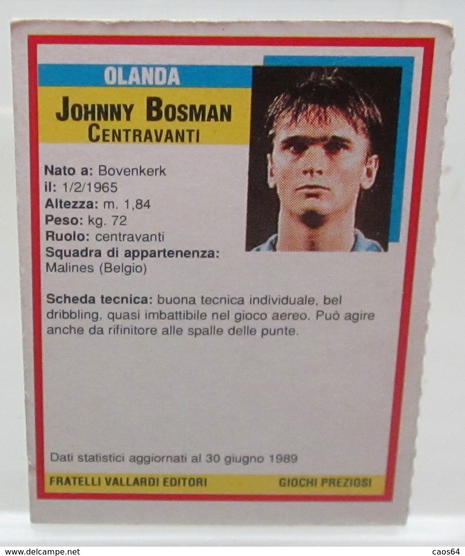 TOP MICRO CARDS 1989  JOHNNY BOSMAN - Trading Cards