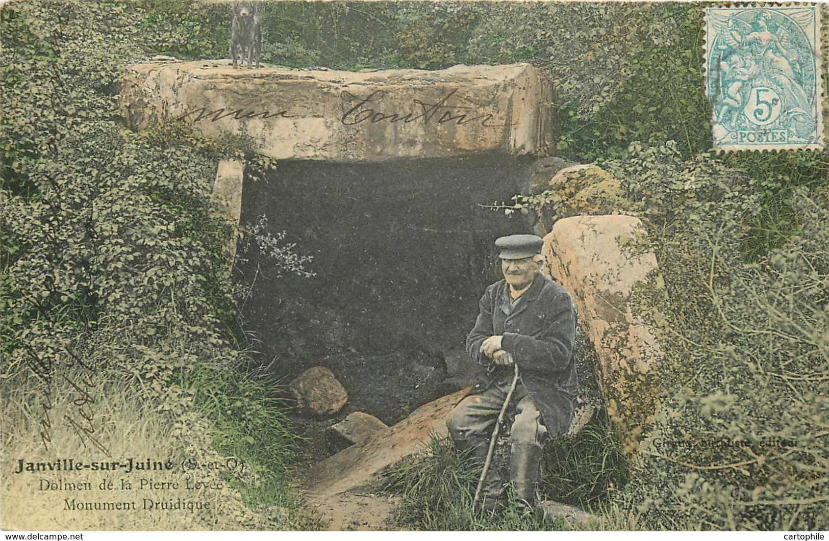 91 - JANVILLE SUR JUINE - Dolmen De La Pierre Levée - Monument Druidique (couleur 1905) - Autres & Non Classés