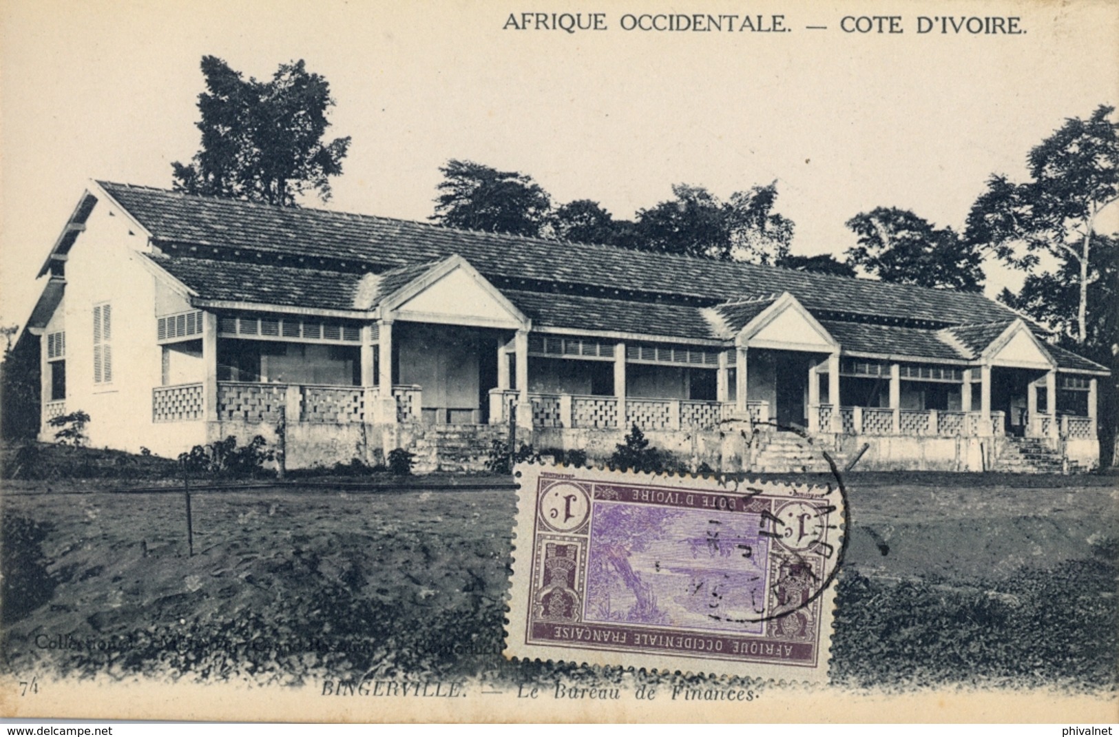 1917 , COTE D'IVOIRE - COSTA DE MARFIL , TARJETA POSTAL CIRCULADA , BINGERVILLE - LE BUREAU DE FINANCES - Cartas & Documentos