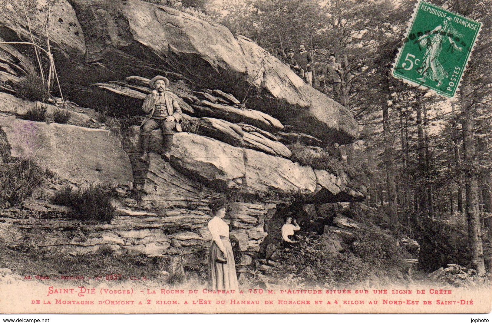 CPA 88  VOSGES  SAINT- DIE - La Roche Du Chapeau  à 760 M De La Montagne D'Ormont - Animée N°8837 - Saint Die