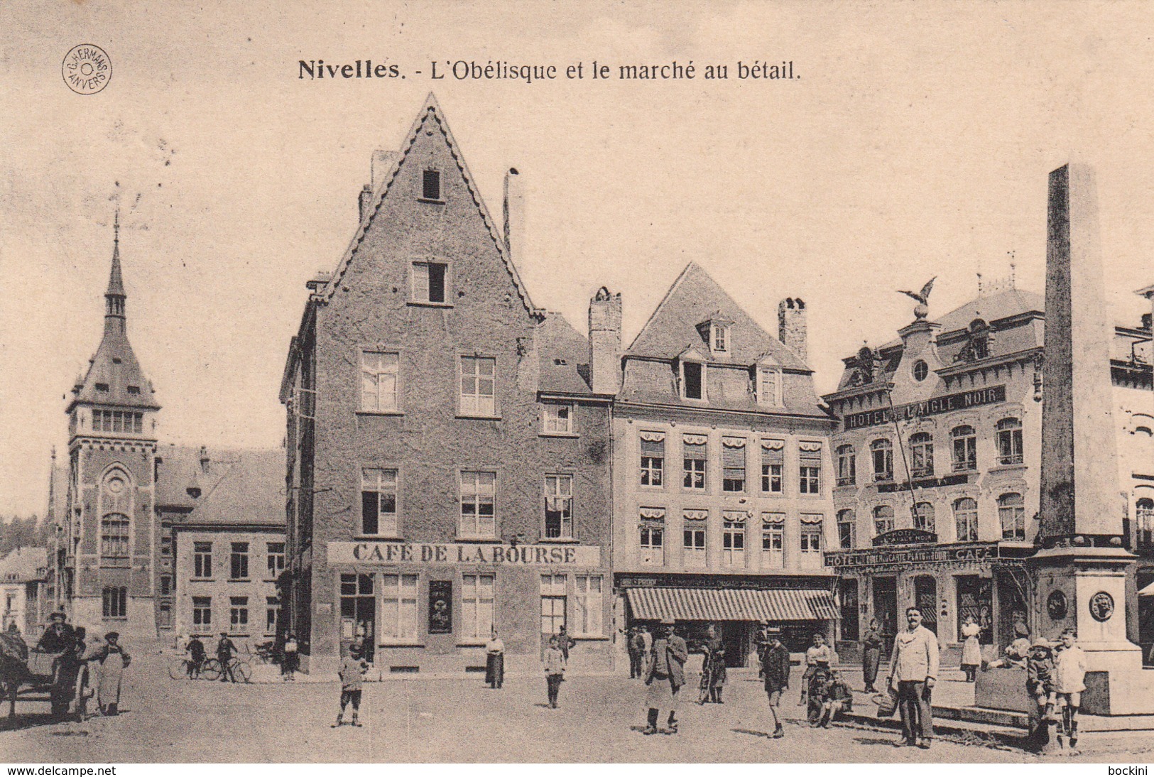 Nivelles - L' Obélisque Et Le Marché Au Bétail - Très Belle Carte Animée - état Voir Scan. - Nivelles