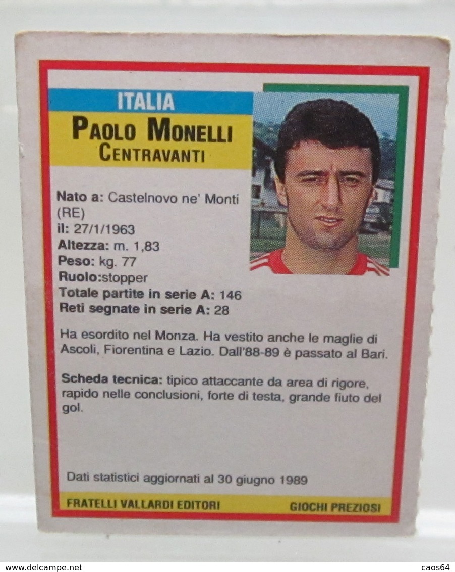 TOP MICRO CARDS 1989  PAOLO MONELLI - Trading Cards