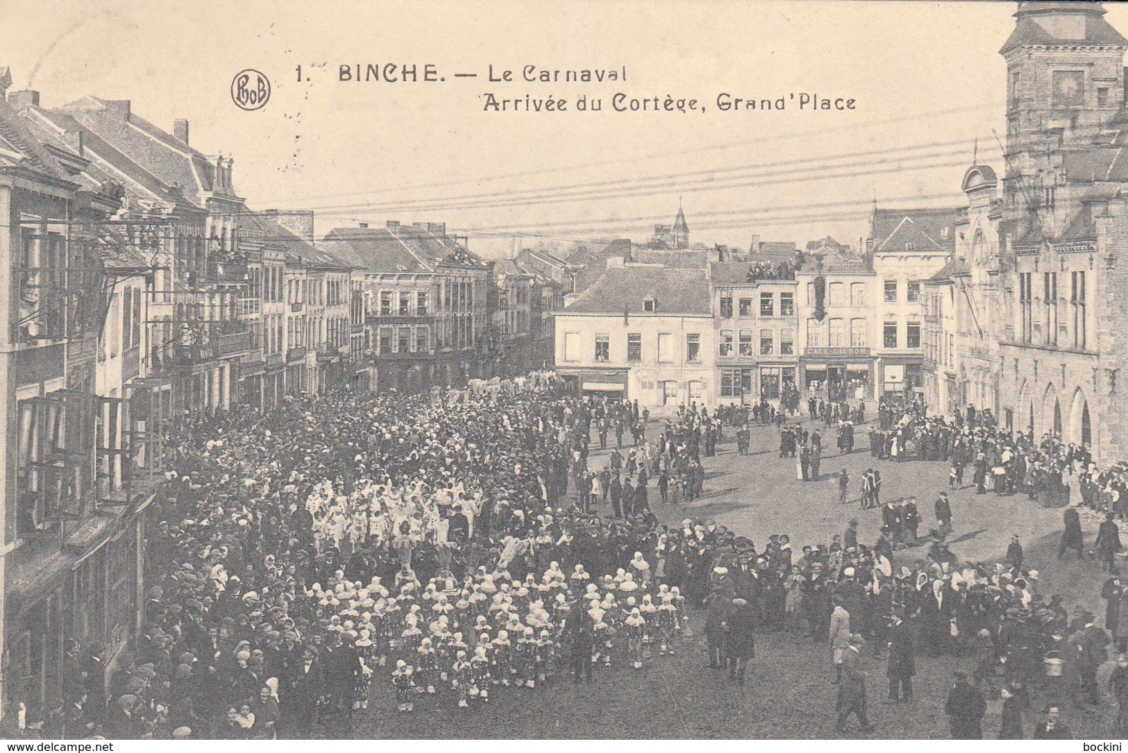 Binche - Le Carnaval - Arrivée Du Cortège, Grand'Place - Très Belle Carte Animée - état Voir Scan. - Binche