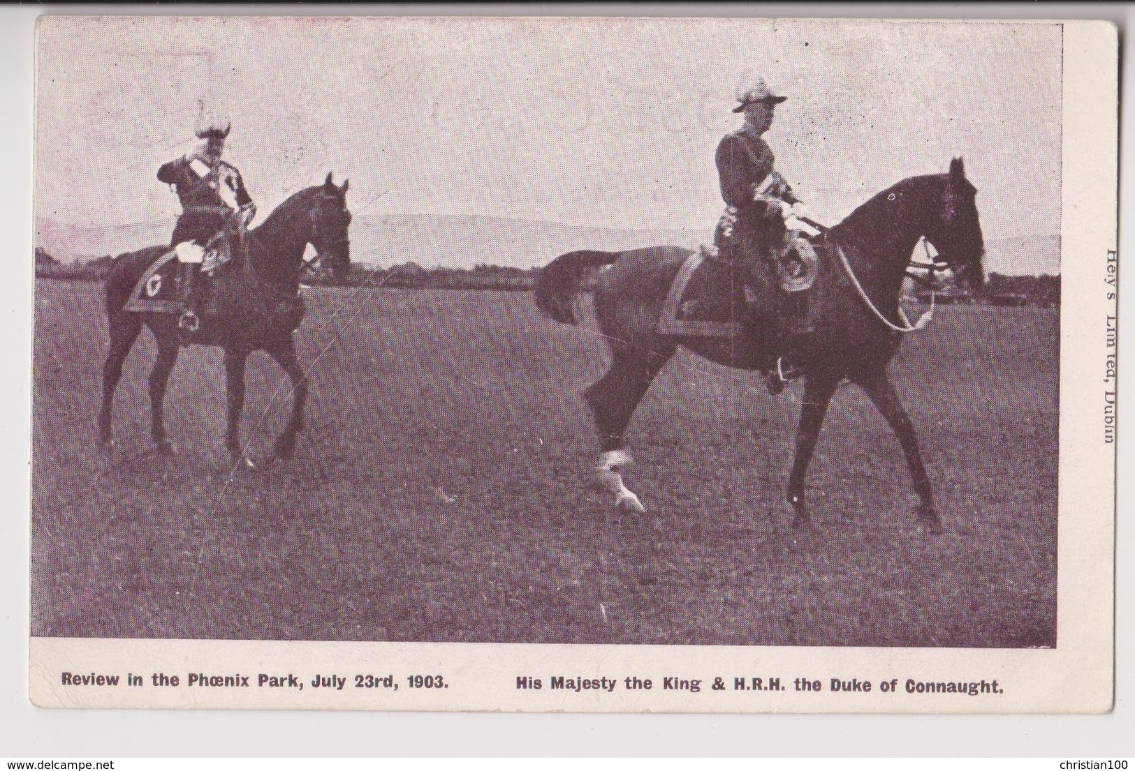 DUBLIN : REVIEW IN THE PHOENIX PARK - JULY 23rd 1903 - HIS MAJESTY THE KING & H.R.H. THE DUKE OF CONNAUGHT - 2 SCANS - - Dublin