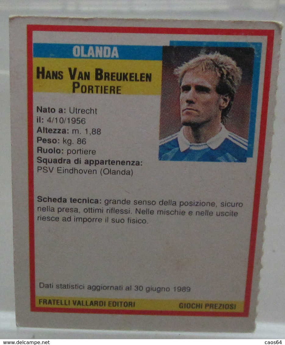 TOP MICRO CARDS 1989  HANS VAN BREUKELEN - Trading Cards