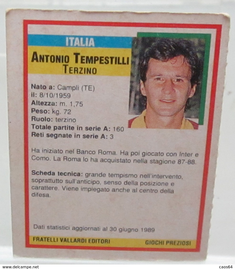 TOP MICRO CARDS 1989  ANTONIO TEMPESTILLI - Trading Cards