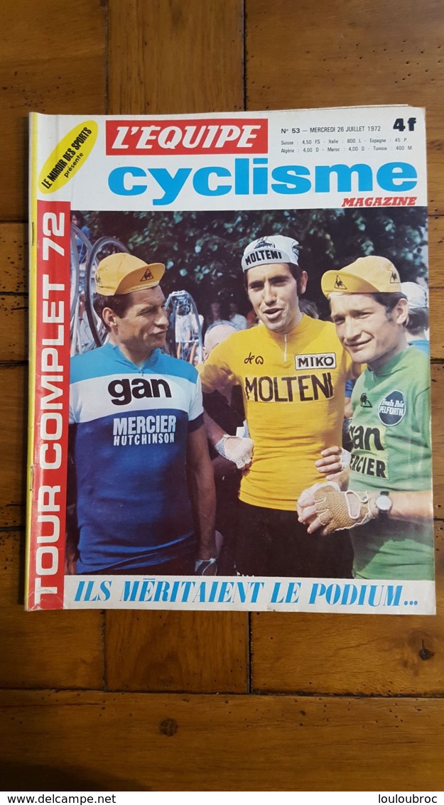 L'EQUIPE CYCLISME  JUILLET 1972  LE TOUR COMPLET 1972 - Sport