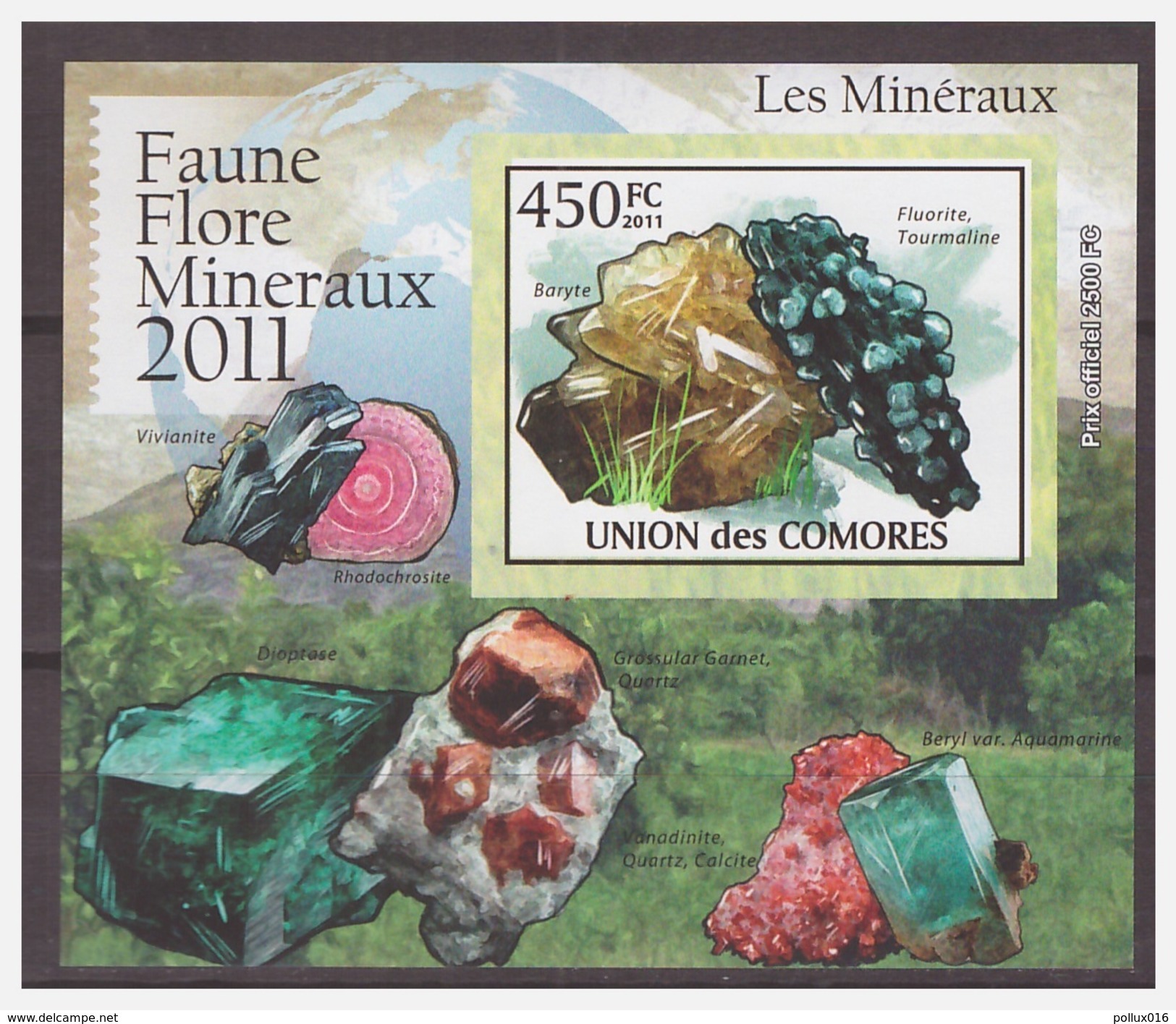 0036 Comores 2011 Minerals Baryte Beryl S/S MNH Imperf - Mineralen