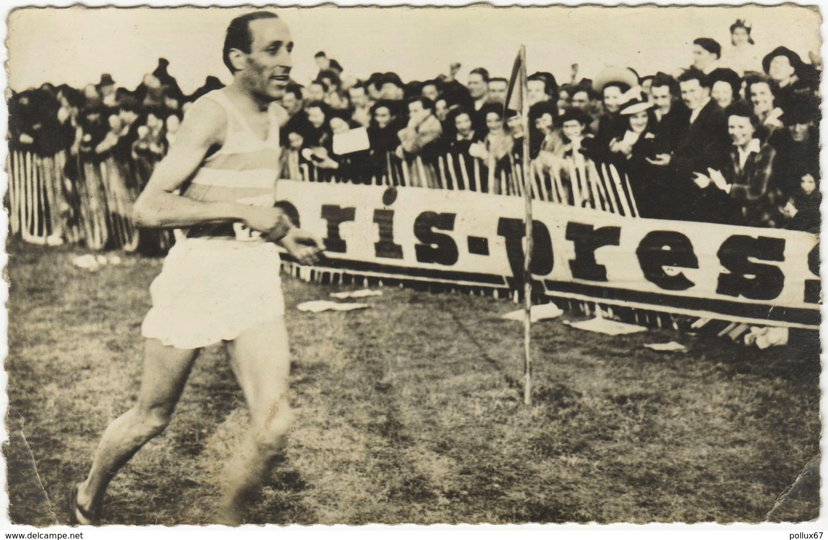 CPSM RAPHAËL PUJAZON. VAINQUEUR DU NATIONAL DE CROSS-COUNTRY 1947. SOUVENIR OFFERT PAR "PARIS-PRESSE" - Sportsmen