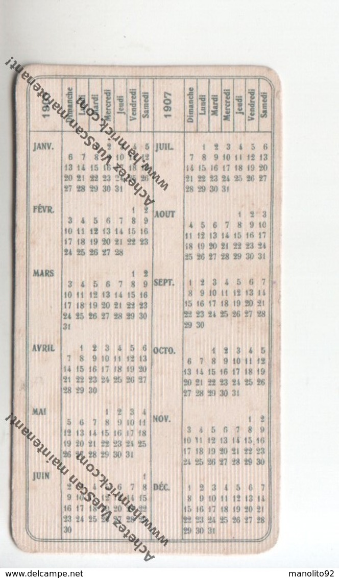 Rare Carte Parfumée ? - Parfum VEGLIONE - Gellé Frères 6 Avenue De L'Opéra PARIS (au Dos Calendrier 1907) - Anciennes (jusque 1960)