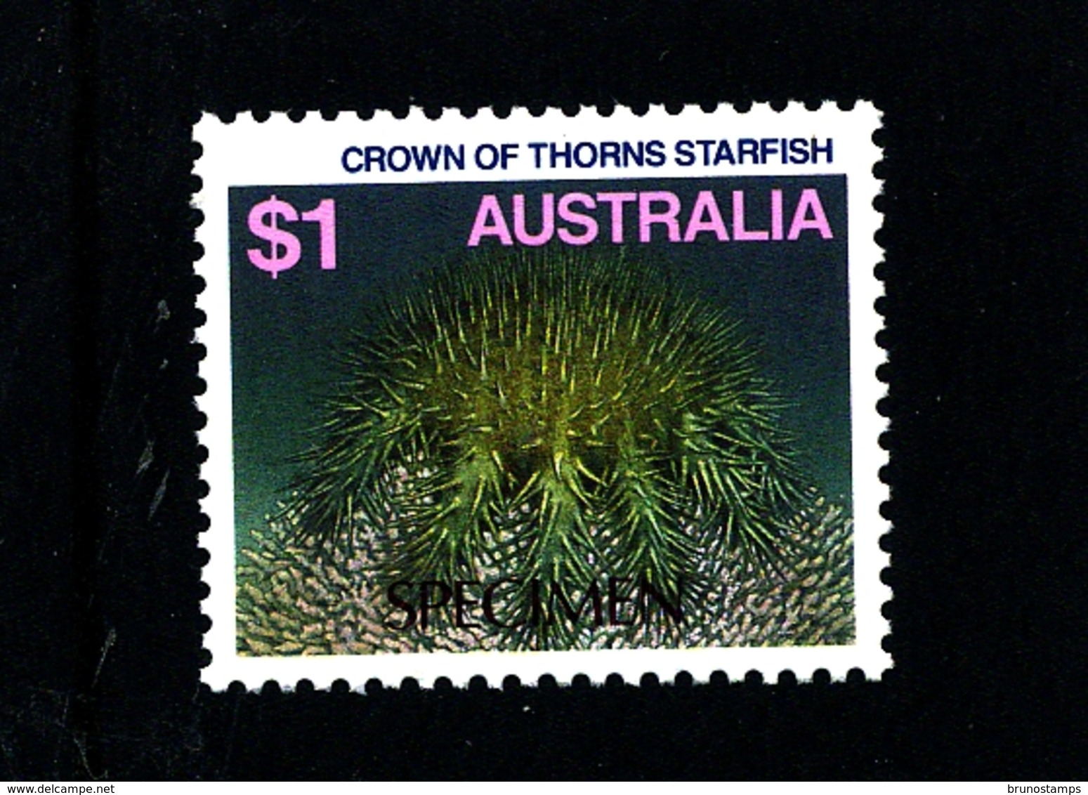 AUSTRALIA - 1988  $ 1  CROWN OF THORNS  STARFISH  SPECIMEN  OVERPRINTED  MINT NH - Variedades Y Curiosidades