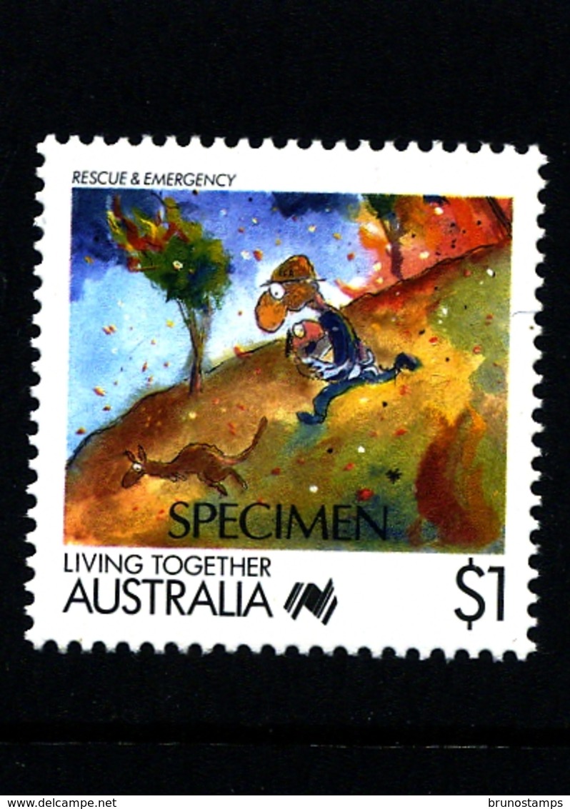 AUSTRALIA - 1988  $  1  RESCUE & EMERGENCY  SPECIMEN  OVERPRINTED  MINT NH - Errors, Freaks & Oddities (EFO)