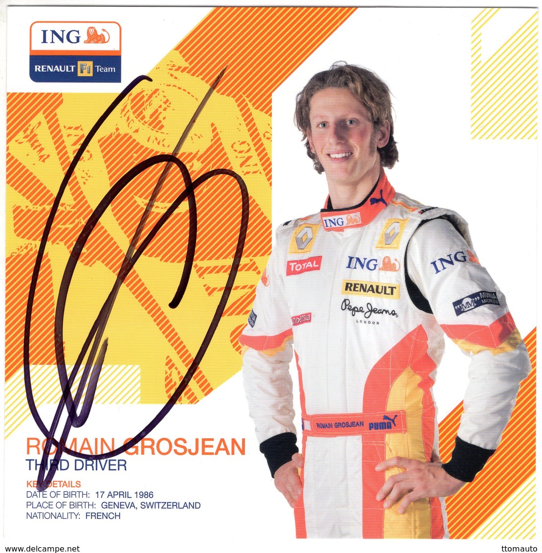 Romain Grosjean  -  Renault F1/Ing  -  Carte Promo - Grand Prix / F1
