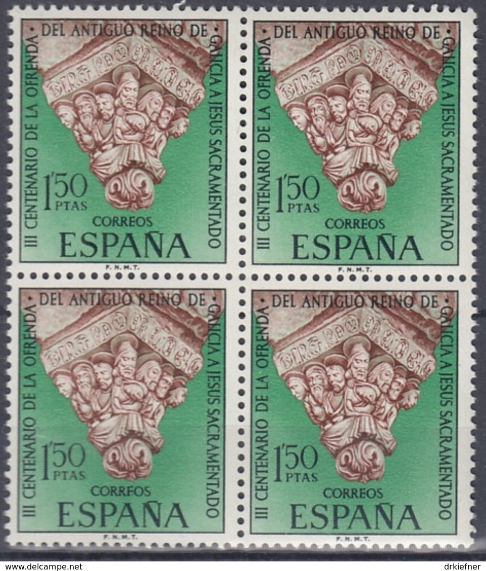 SPANIEN  1814, 4erBlock,  Postfrisch **, 300. Jahrestag Der Widmung Des Alten Königreiches Galicien 1969 - Nuevos