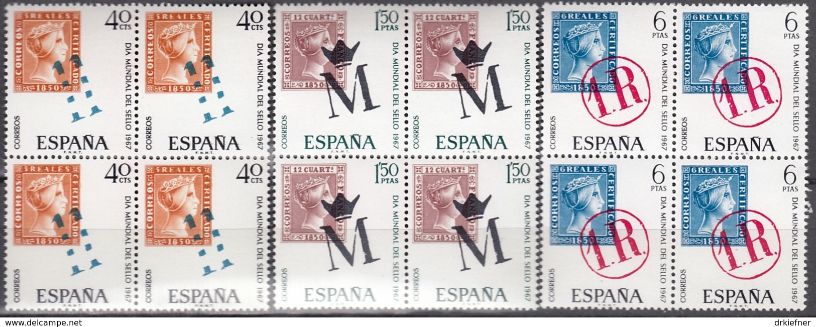 SPANIEN 1685-1687, 4erBlock,, Postfrisch **, Welttag Der Briefmarke 1967 - Ungebraucht