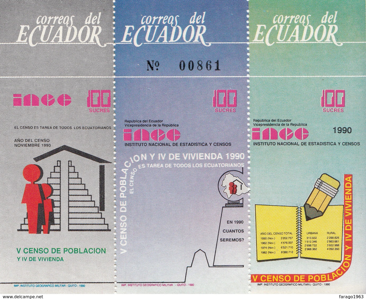 1990 Ecuador Census   Souvenir Sheet MNH - Equateur