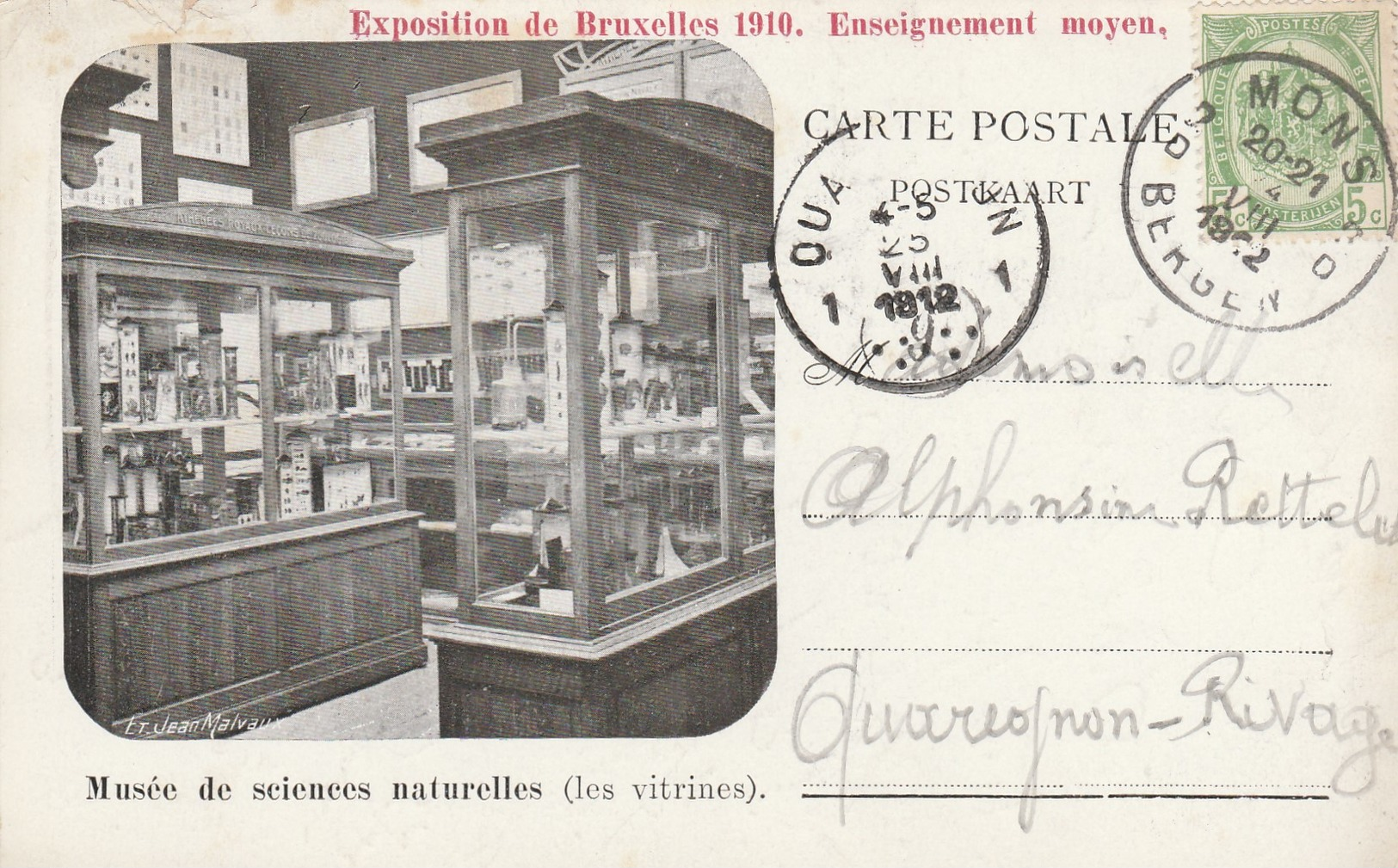 Exposition De Bruxelles 1910 Enseignement Moyen , Musée Des Sciences Naturelles  ( Les Vitrines) - Wereldtentoonstellingen