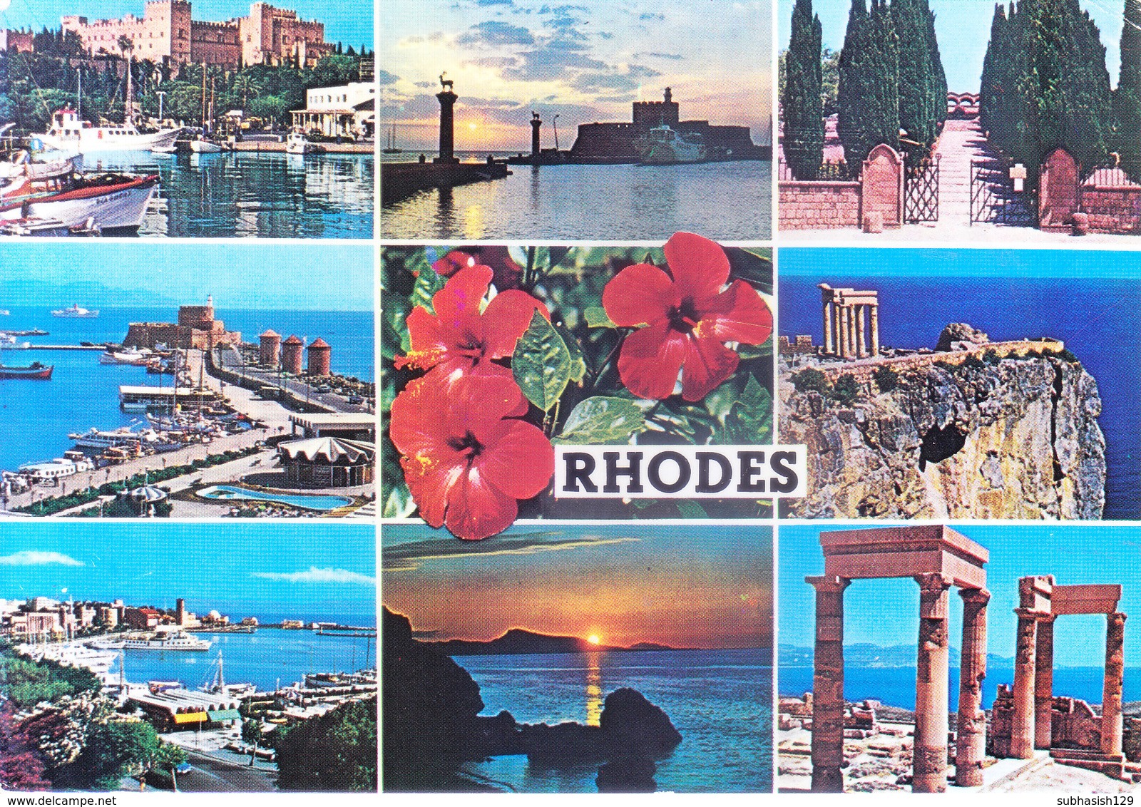 GREECE : COLOUR PICTURE POST CARD : COMMERCIALLY SENT TO GERMANY : RHODES, BIRTH PLACE CANCELLATION - Covers & Documents