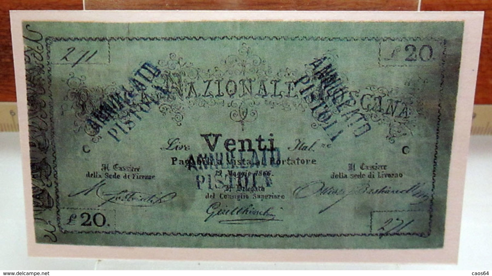 MINI BANCONOTA FAC-SIMILE LIRE VENTI BANCA NAZIONALE TOSCANA - Fictifs & Spécimens