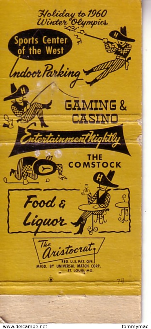 Matchbook Cover ! The Holiday Hotel & Casino, Reno, Nevada, U.S.A.  ! 1960 Winter Olympics ! - Matchboxes