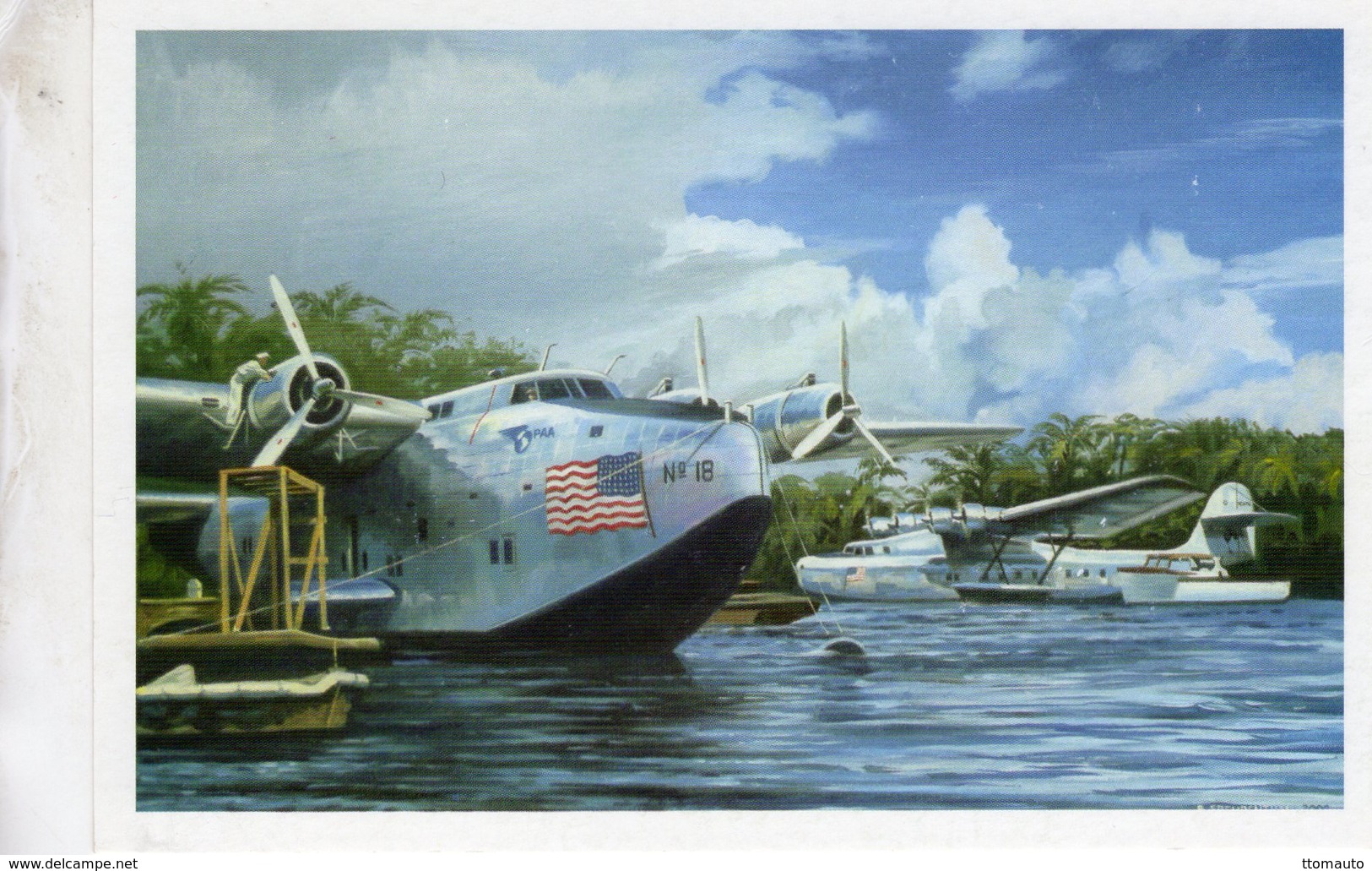 Boeing 314 Pacific Clipper  -  Canton Island 1941    -  Art Carte Par Benjamin Freudenthal - 1939-1945: 2. Weltkrieg