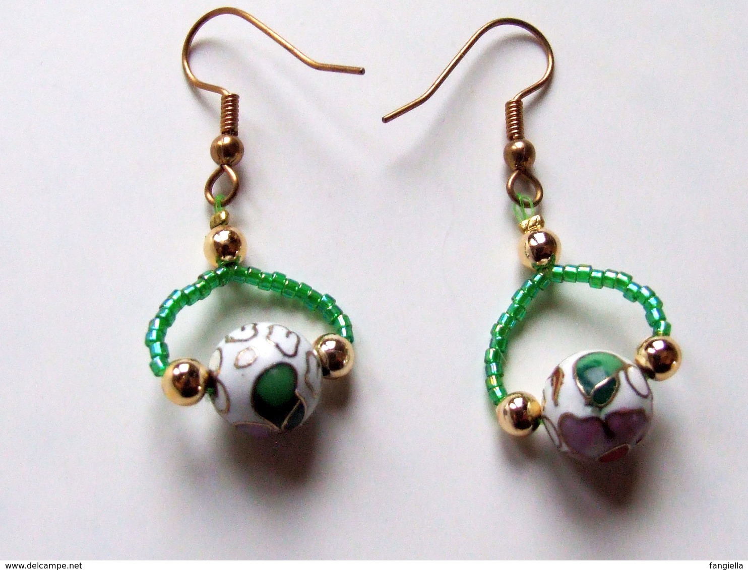 Boucles D'oreilles Artisanales, Perles Cloisonnées Faites Main, Fabrication Traditionnelle, Miyuki Delica, Travail Artis - Boucles D'oreilles